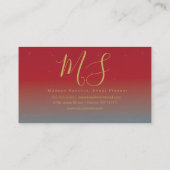 最小主義の二重縁の金ゴールドホイルフレームの勾配の赤 名刺 (裏面)