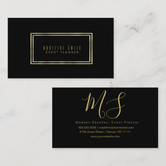 最小主義の二重縁の金ゴールドホイルフレーム 名刺 (正面/裏面)