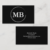 最小主義の円の名刺|の黒 名刺 (正面/裏面)