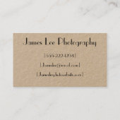 最小主義の写真撮影の名刺 名刺 (裏面)