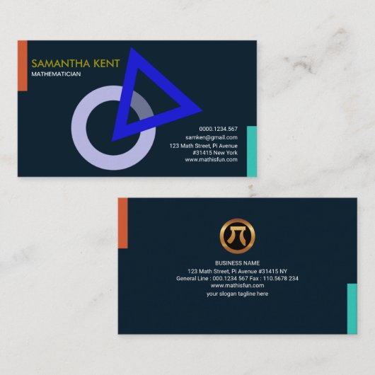 最小主義の創造的な三角形の円の数学者 名刺 (正面/裏面)