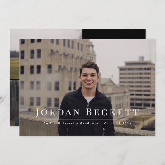 最小主義の卒業の写真の発表 案内状 (正面/裏面)