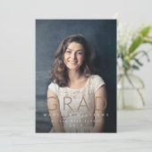 最小主義の卒業生の写真の卒業のパーティの招待状 招待状 (スタンド正面)