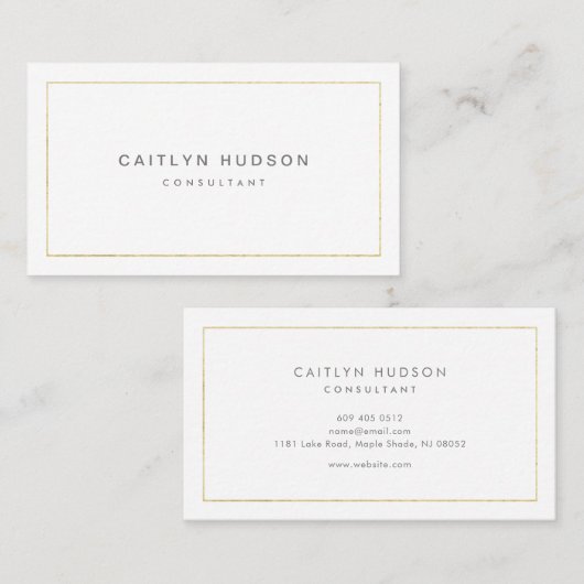 最小主義の専門のエレガントな金ゴールドおよび白 名刺 (正面/裏面)