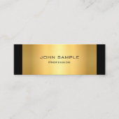 最小主義の専門のモダンな黒および金ゴールド スキニー名刺 (正面)
