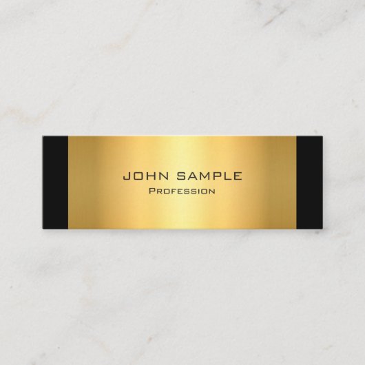 最小主義の専門のモダンな黒および金ゴールド スキニー名刺 (正面)