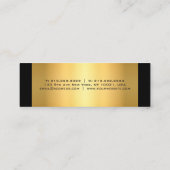 最小主義の専門のモダンな黒および金ゴールド スキニー名刺 (裏面)