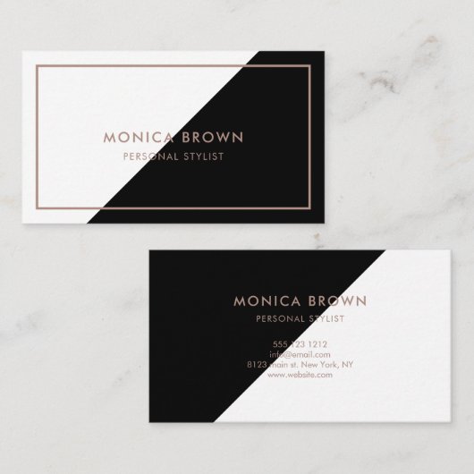 最小主義の専門の白黒 名刺 (正面/裏面)