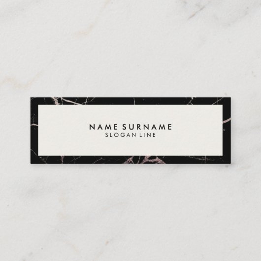 最小主義の専門の黒い大理石のボーダーアイボリー スキニー名刺 (正面)