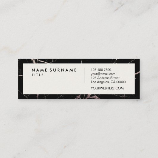 最小主義の専門の黒い大理石のボーダーアイボリー スキニー名刺 (裏面)