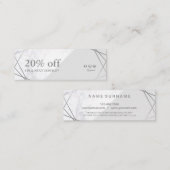 最小主義の幾何学的な大理石の灰色の銀製の割引 スキニー名刺 (正面/裏面)