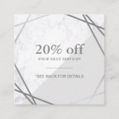 最小主義の幾何学的な大理石の灰色の銀製の割引 スクエア名刺 (正面)