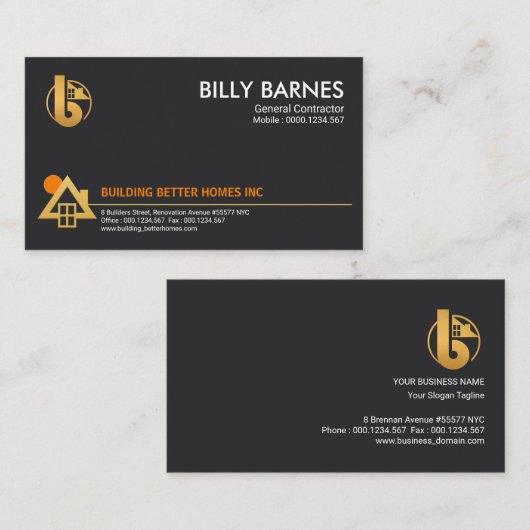 最小主義の建築者によっては日曜日アイコン建築業者が家へ帰ります 名刺 (正面/裏面)