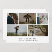 最小主義の愛および感謝のカップルの写真の結婚式 サンキューカード (正面/裏面)