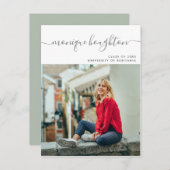 最小主義の手書きの一流の写真の卒業パーティー インビテーションポストカード (正面/裏面)