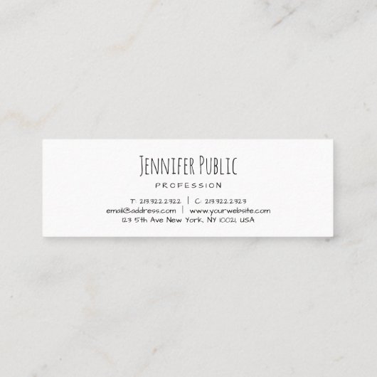 最小主義の手書きの原稿のモダンのテンプレート スキニー名刺 (裏面)