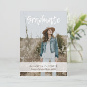 最小主義の手書きの原稿の写真の卒業 案内状 (スタンド正面)