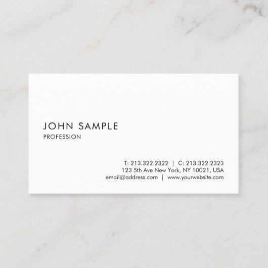 最小主義の明白でモダンでエレガントなプロフェッショナル 名刺 (正面)