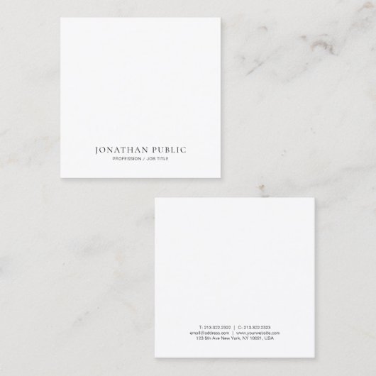 最小主義の明白でモダンな専門のシックなシンプル スクエア名刺 (正面/裏面)