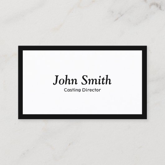 最小主義の明白で黒いボーダーキャスティング・ディレクター 名刺 (正面)