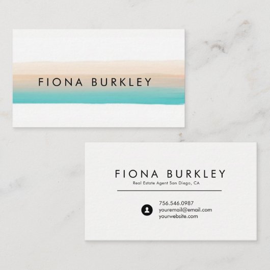 最小主義の水彩画のブラシの打撃の名刺 名刺 (正面/裏面)