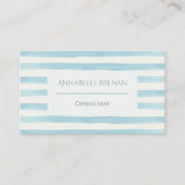 最小主義の淡いブルーの水彩画は縞で飾ります 名刺 (正面)