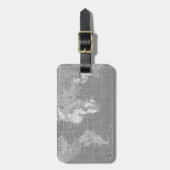 最小主義の灰色のヴィンテージの世界地図 ラゲッジタグ (正面縦)