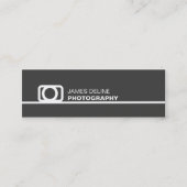 最小主義の灰色の陰刻アイコン写真撮影 スキニー名刺 (正面)