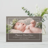 最小主義の白い原稿の写真の誕生 案内状 (スタンド正面)