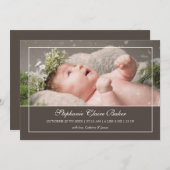 最小主義の白い原稿の写真の誕生 案内状 (正面/裏面)