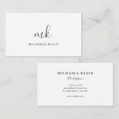 最小主義の白い及び灰色の原稿のモノグラム 名刺 (正面/裏面)