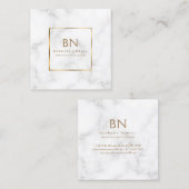 最小主義の白い大理石の金ゴールドのモノグラム スクエア名刺 (正面/裏面)