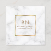 最小主義の白い大理石の金ゴールドのモノグラム スクエア名刺 (正面)