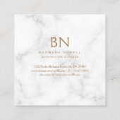 最小主義の白い大理石の金ゴールドのモノグラム スクエア名刺 (裏面)