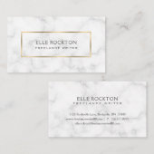 最小主義の白い大理石の金ゴールドフレームの名刺 名刺 (正面/裏面)