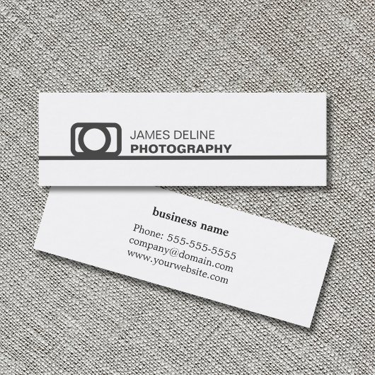 最小主義の白い灰色ラインアイコン写真撮影 スキニー名刺