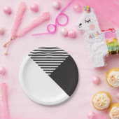 最小主義の白黒のストライプのパーティー ペーパープレート (パーティー)