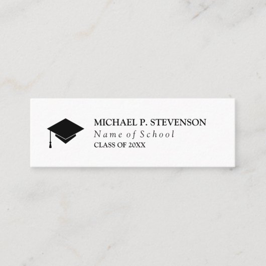 最小主義の白黒の卒業のネットワーキング コーリングカード (正面)