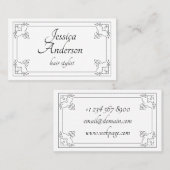 最小主義の白黒シンプルなヘアーサロンの上品 名刺 (正面/裏面)