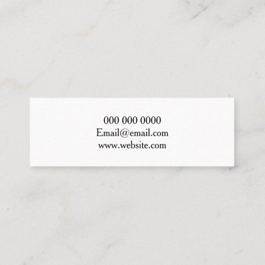 最小主義の白黒モダンな名刺 スキニー名刺 (裏面)