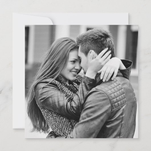 最小主義の白黒写真のカップルのシャワー 招待状 (裏面)