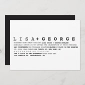 最小主義の白黒結婚式招待状 招待状 (正面/裏面)