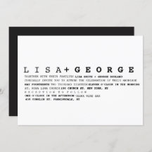 最小主義の白黒結婚式招待状