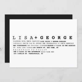 最小主義の白黒結婚式招待状 招待状