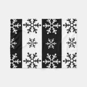最小主義の白黒雪片パターン フリースブランケット (正面(横))