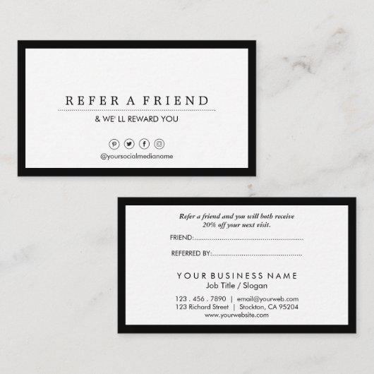 最小主義の社会的な媒体の豪華なBlack&Whiteの紹介 名刺 (正面/裏面)