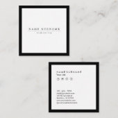 最小主義の社会的な媒体豪華な黒い及び白 スクエア名刺 (正面/裏面)