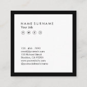 最小主義の社会的な媒体豪華な黒い及び白 スクエア名刺 (裏面)