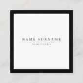 最小主義の社会的な媒体豪華な黒い及び白 スクエア名刺 (正面)