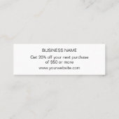 最小主義の粋でシンプルなパステル調ピンクの割引カード スキニー名刺 (裏面)